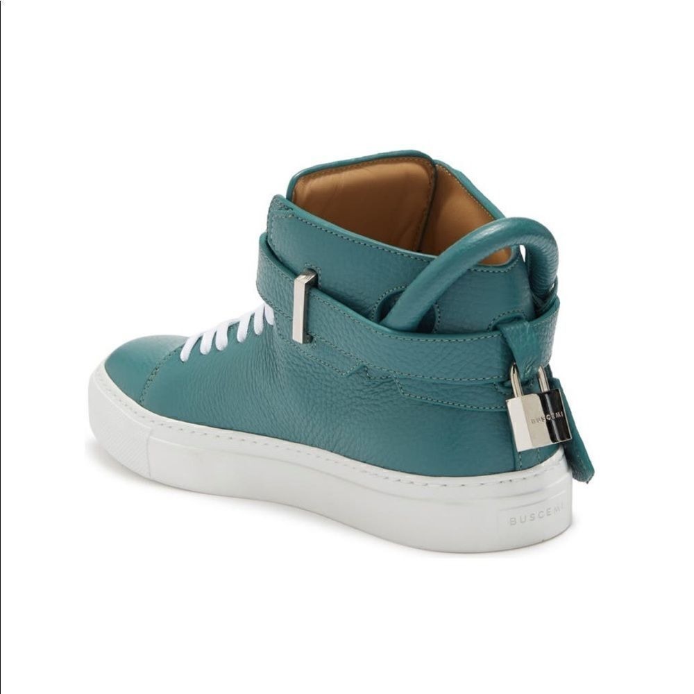 BUSCEMI Mid Sneaker, Women's Italian Leather Hightop , Size 38 (Euro) Petrol NWT - Picture 3 of 16